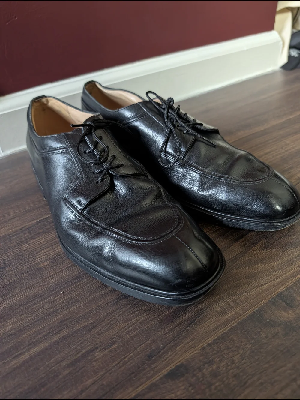 GRAVAITI Black Leather Handmade In Italy Mens Derby Norwegian Toe Shoes 10.5